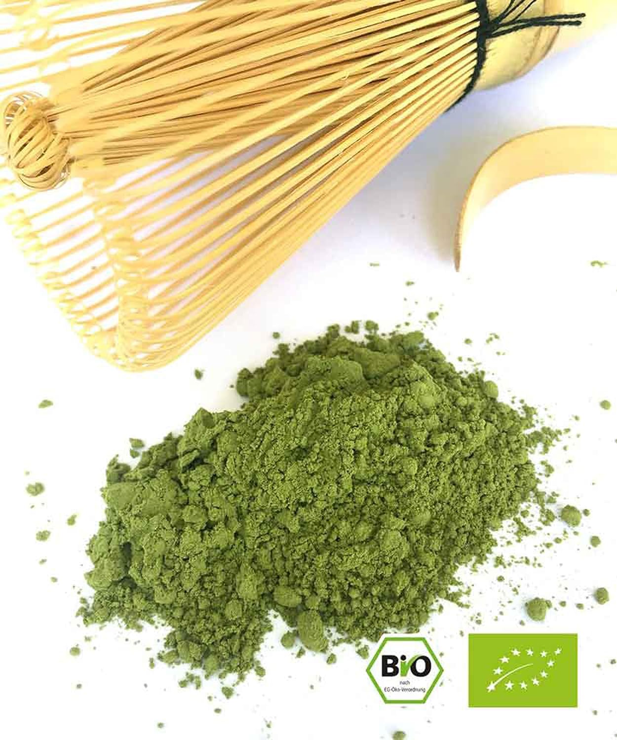 Matcha Tea Organic Set XXL - 100 g Organic Matcha Tea + Matcha Broom + Matcha Spoon - 100% Matcha from Sustainable Cultivation - Biotiva – Bild 2