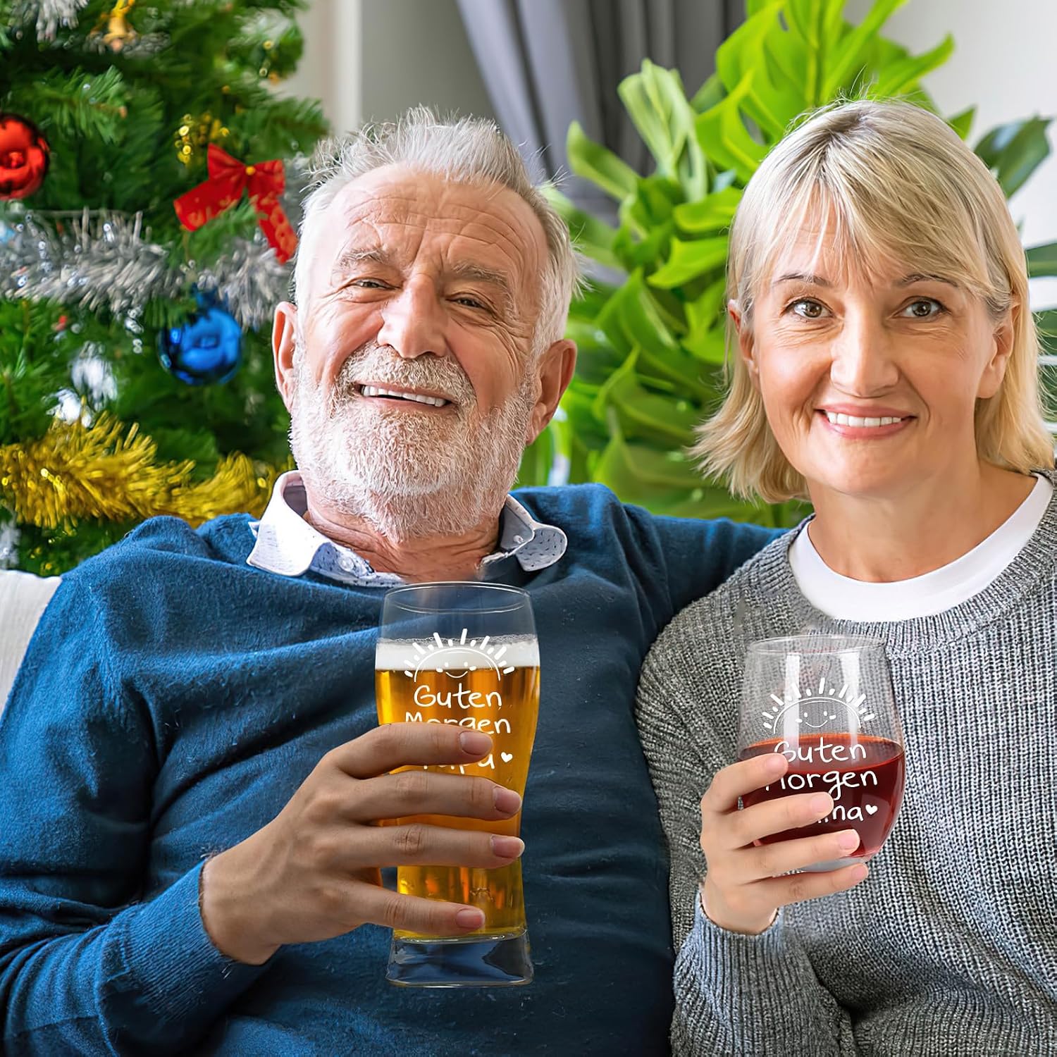 Joymaking Wine Glass and Beer Glass Gifts for Dad, Mum, Parents Gift, Mother's Day, Father's Day, Dad and Mum Glass Set – Bild 8