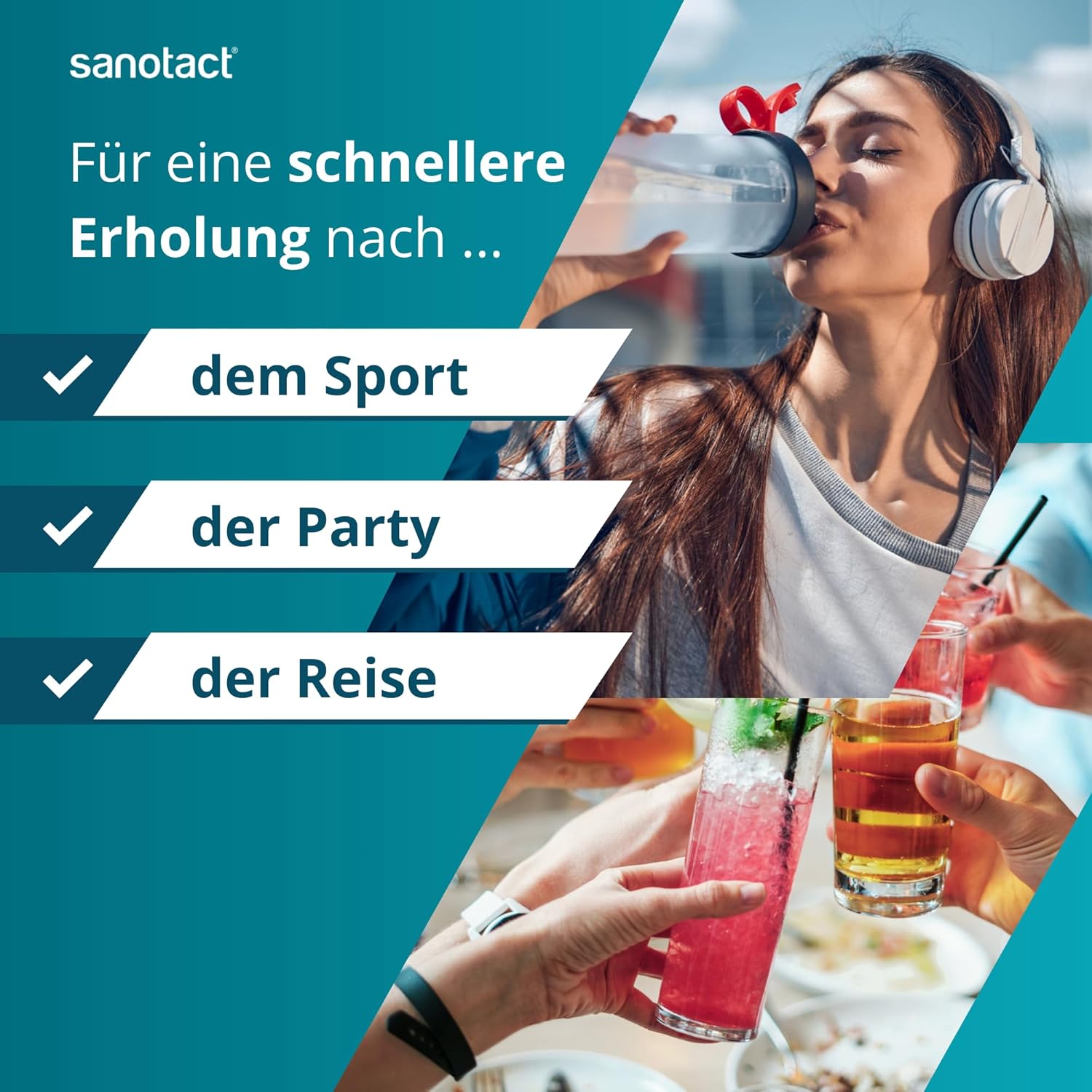 sanotact Electrolyte Plus (20 Bags) • Electrolyte Powder for Liquid Balance • Potassium & Magnesium for Electrolyte Balance • 100% Vegan • Recovery Drink • Orange Flavour – Bild 3
