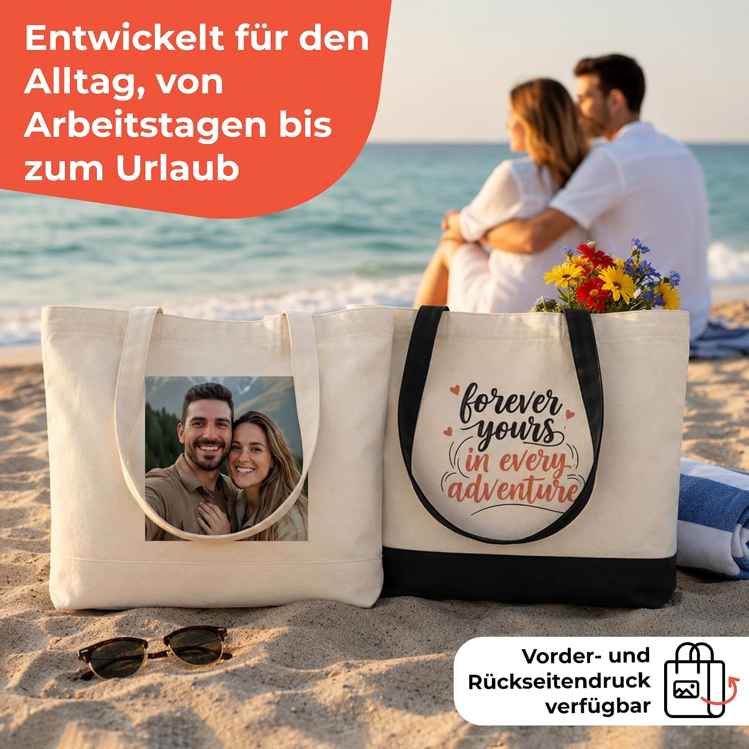 Cimpress Personalised Cotton Bags 47 x 38 cm Natural/Black – Bild 5