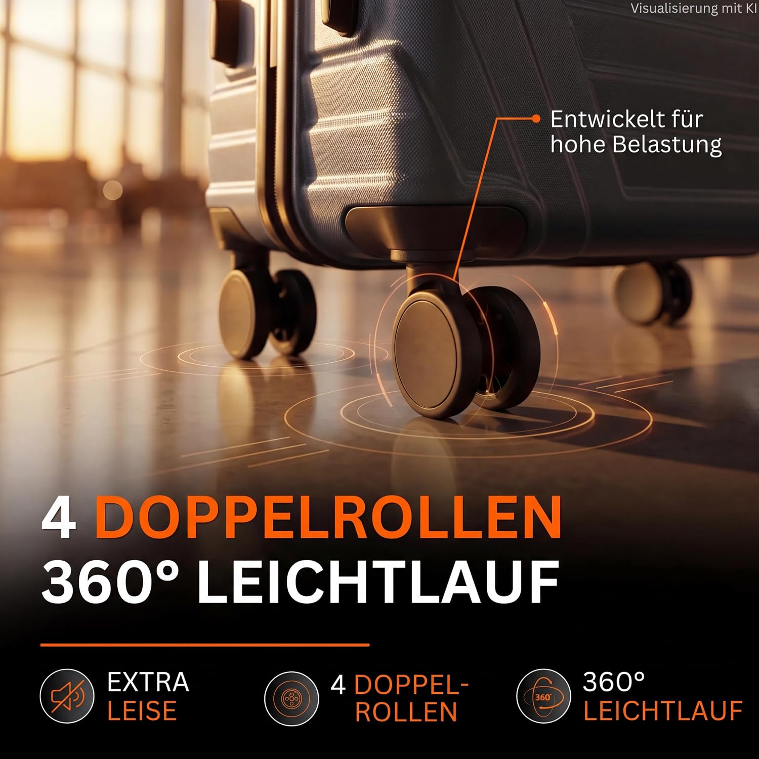 Hard Case XL Large - 100L Volume Expandable to 117L - 158 cm Belt Size - 8 Wheels 360° Rotatable - Lightweight Suitcase with TSA Lock & Telescopic Rods - Travel Suitcase with Wheels (Anthracite, XL) – Bild 4