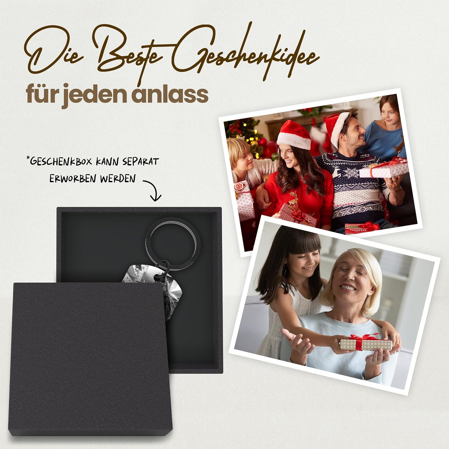 Meinearmbänder Personalised Stainless Steel Keyring with Black/White Picture and Date - Valentine's Day & Anniversary Gift for Him & Her - Partner Gifts - Personalised Gifts – Bild 5