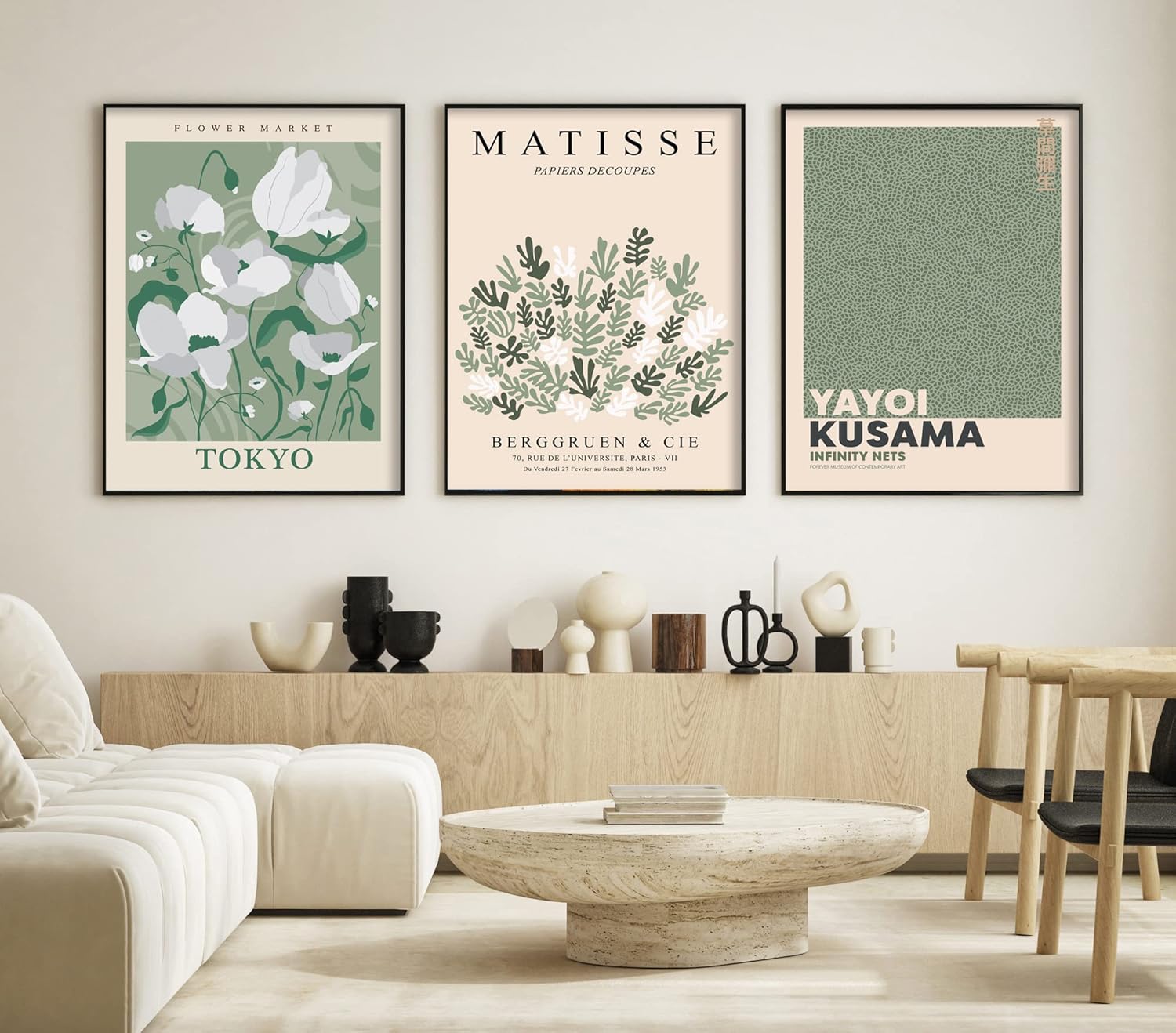 Modern Poster Set, 3 40 x 50 cm Pictures, Stylish Matisse Pastel Poster Collage with Matching Pictures, Wall Decoration, No Frames – Bild 2