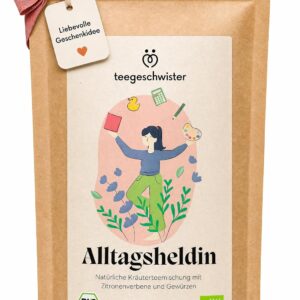 teegeschwister Alltagheldin Organic Tea, Gift for Women, Mum, Midwife & Favourite People, Birthday & Mother’s Day, Organic Herbal Tea with Lemon Verbena, Fennel & Lavender, 60 g