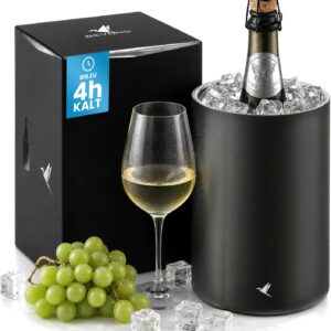Beyond Wine Cooler Stainless Steel Bottle Cooler for Wine Champagne & Champagne Bottles, Double-Walled Champagne Cooler Drink Cooler for White Wine, Gift Set Men Women Wine Accessories Gift Idea – Black