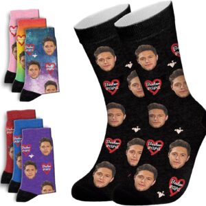 Bemaystar Custom Face Socks with Photo, Valentine's Day Gifts for Her Girlfriends, Personalised Gifts for Women