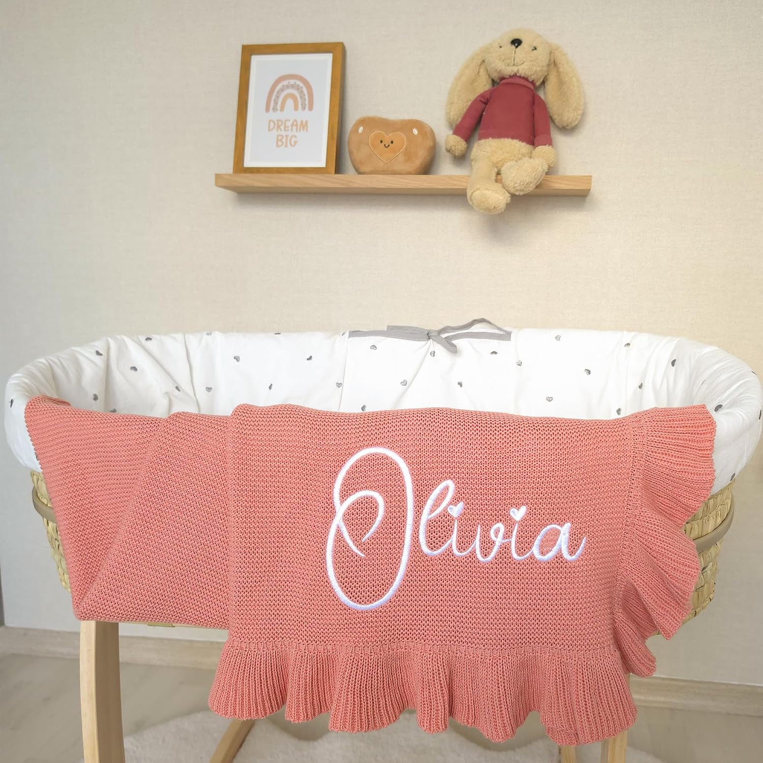 Baby Blanket Embroidered with Name 100 x 80 cm 100% Cotton – Bild 6