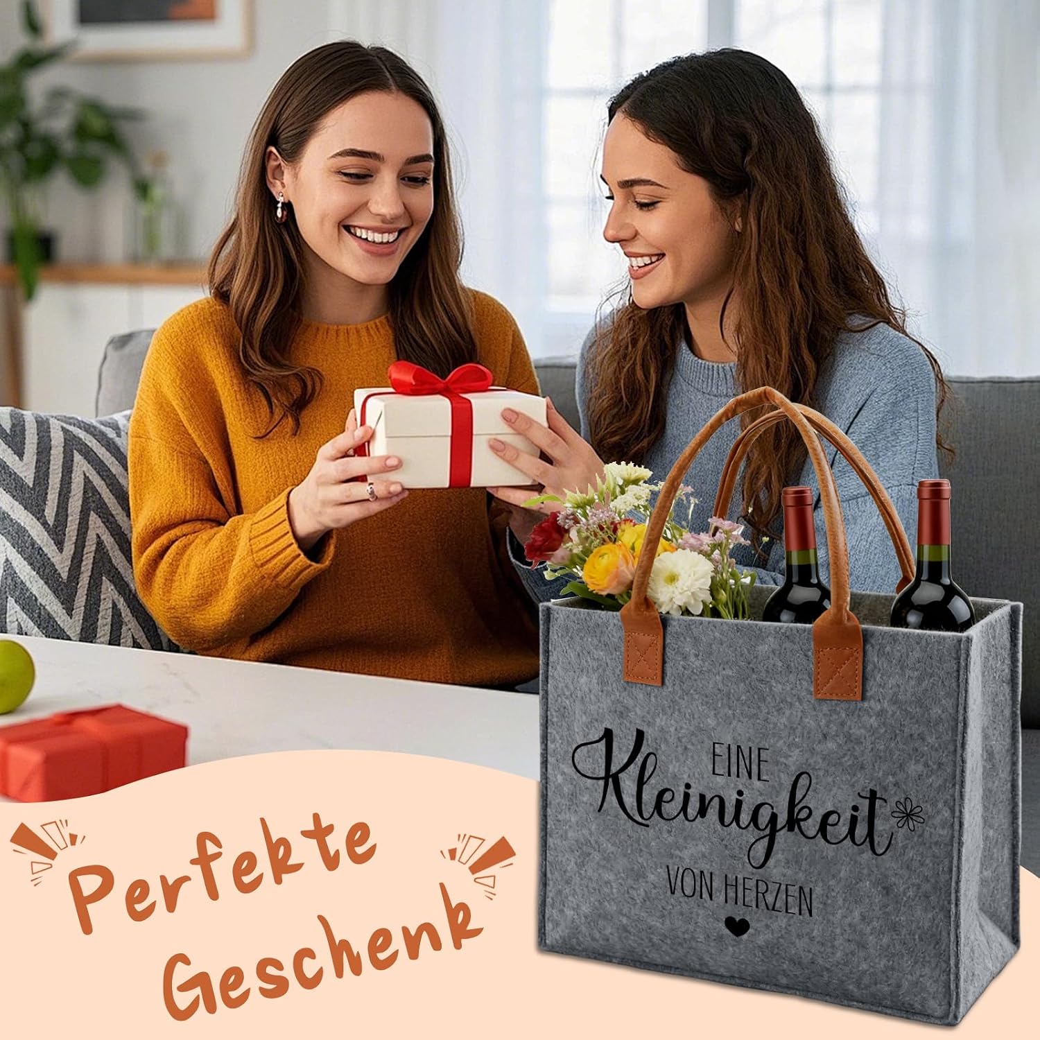 Ysound Gifts Women Felt Bag, Felt Shopper Bag for Woman Man – Bild 6