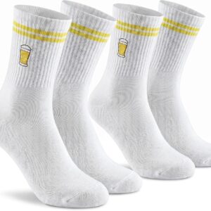 Amabro 2 Pairs of Embroidered Beer Socks Funny Gift Socks 39-46 Oktoberfest