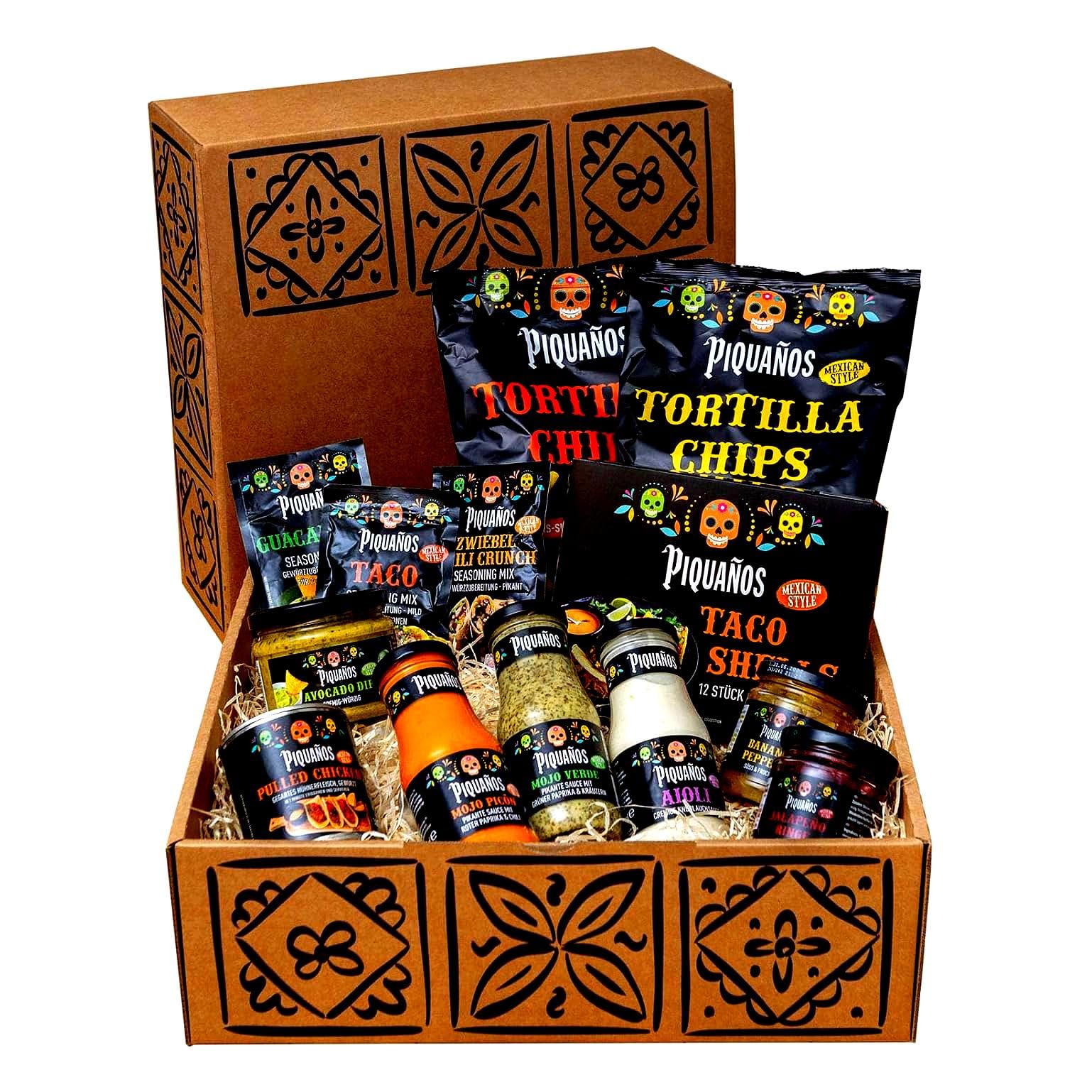 Piquaños Gift Box - Mexican Gift Basket with 13 Specialities