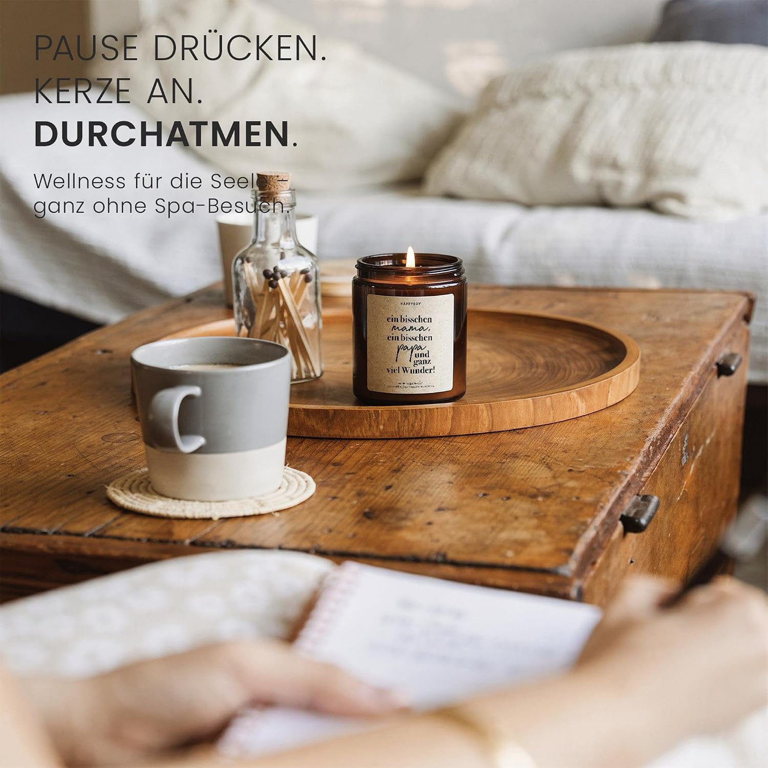 Ein bisschen Mama, ein bisschen Papa und ganz viel Wunder - Scented Candle with Saying as a Gift for Birth, for Expecting Parents, Candle in Glass with Floral Fragrance – Bild 7