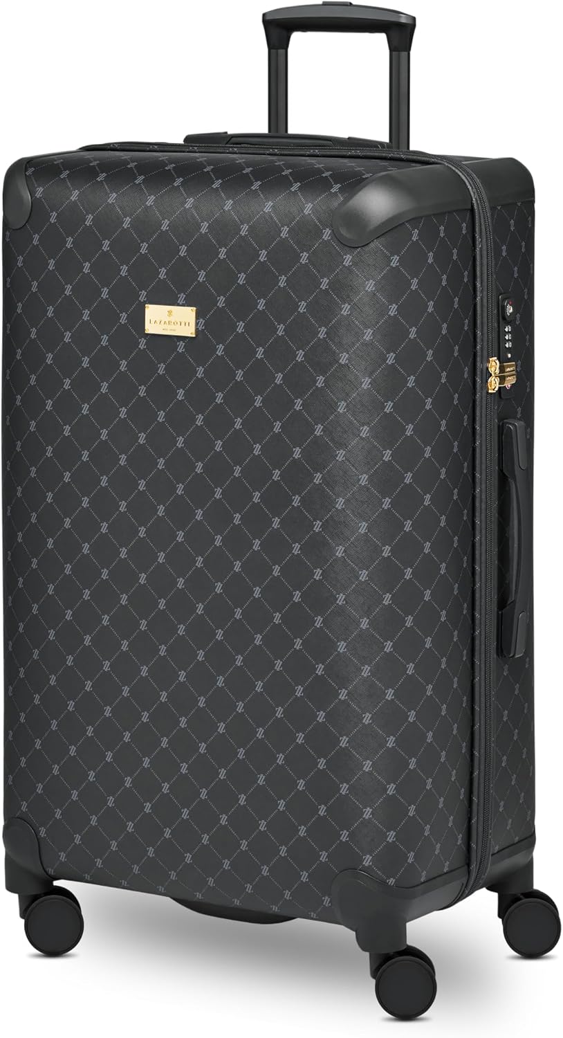 Lazarotti Large Ckeck-in Suitcase XL Trolley 50 x 32 x 79 cm Lightweight Hybrid Material with Logo Print & Corner Protection 4 Double Wheels & TSA Lock for Men and Women (Palermo)