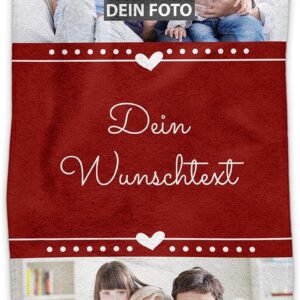 Print Royal PR Hand Towel Personalised with Photo and Desired Text – Personalised Towel Print – Personal Photo Gift for Family and Friends | 100 x 50 cm, Red
