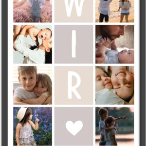OWLBOOK Personalised Anniversary Gift for Him and Her with 8 Photos & Text Couples Partner Photo Gifts for Valentine’s Day Anniversary Birthday WE Optional with Frame in A4 & A3
