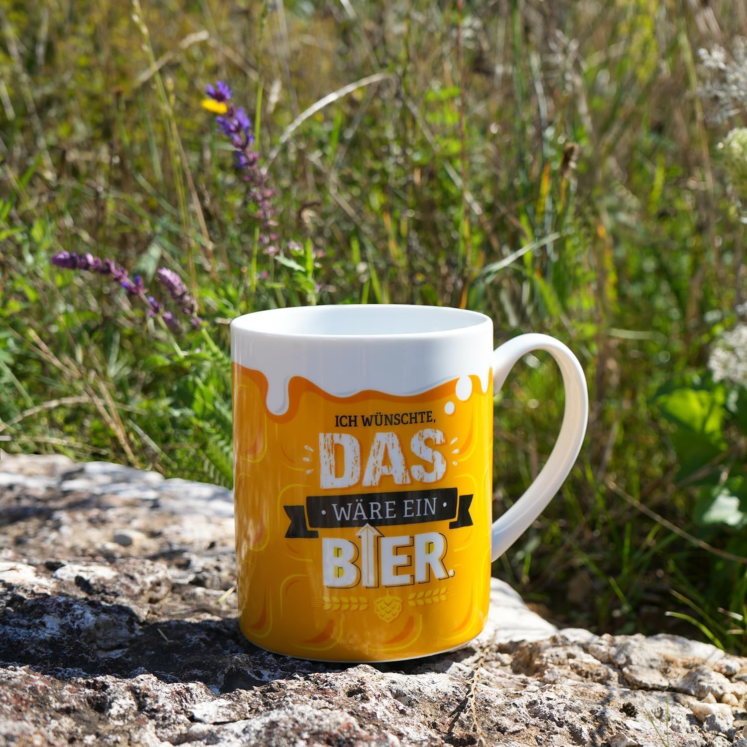 GRUSS & CO XL Mug with Beer Motif Funny Saying Porcelain Jumbo Mug 60 cl Yellow Men's Gift Party Gift 48813 – Bild 5