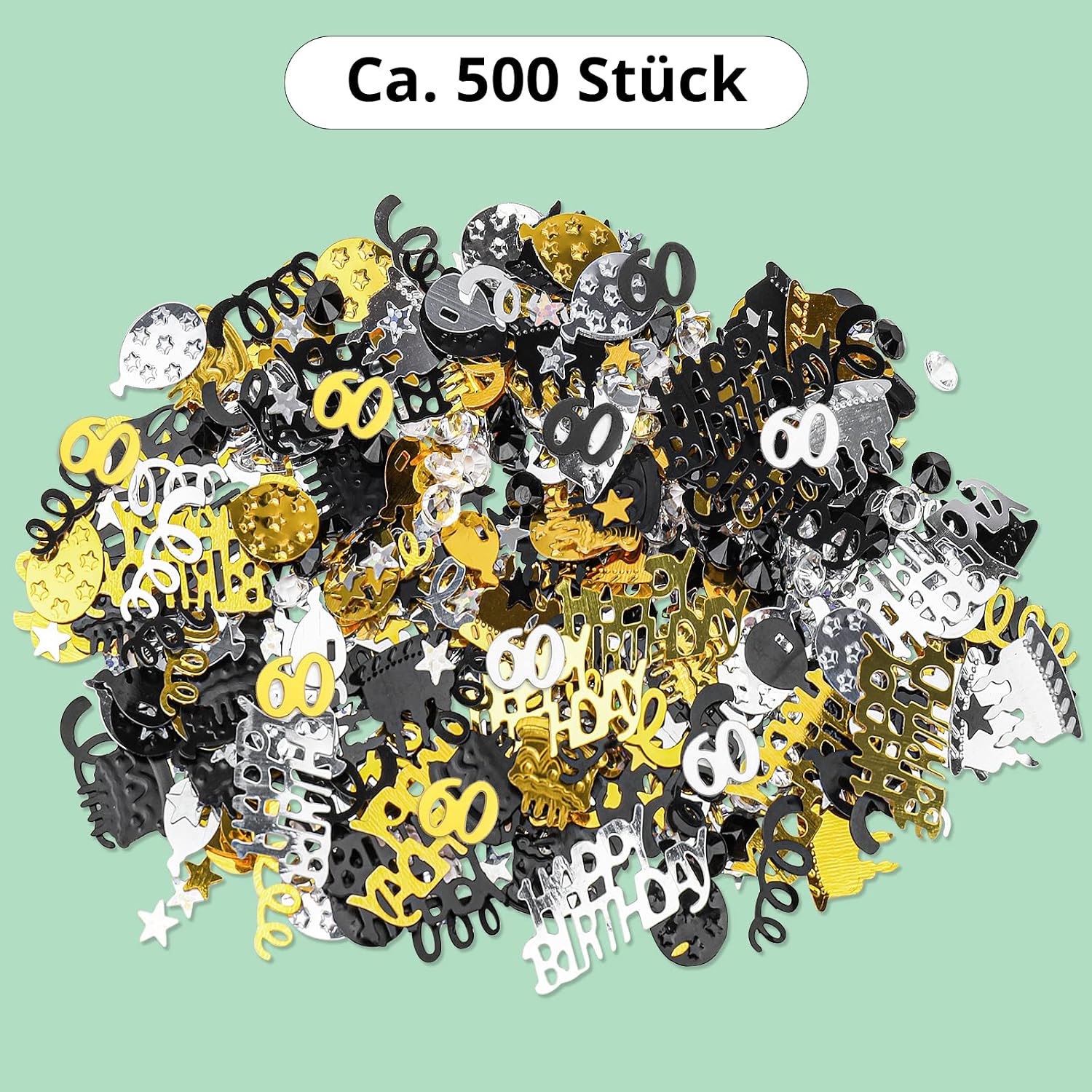GoldRock 60th Birthday Decoration Confetti, Gold, Black, Table Decoration, Glitter Confetti Confetti, for Women, Men, for Wedding, Anniversary, Party Decorations – Bild 3