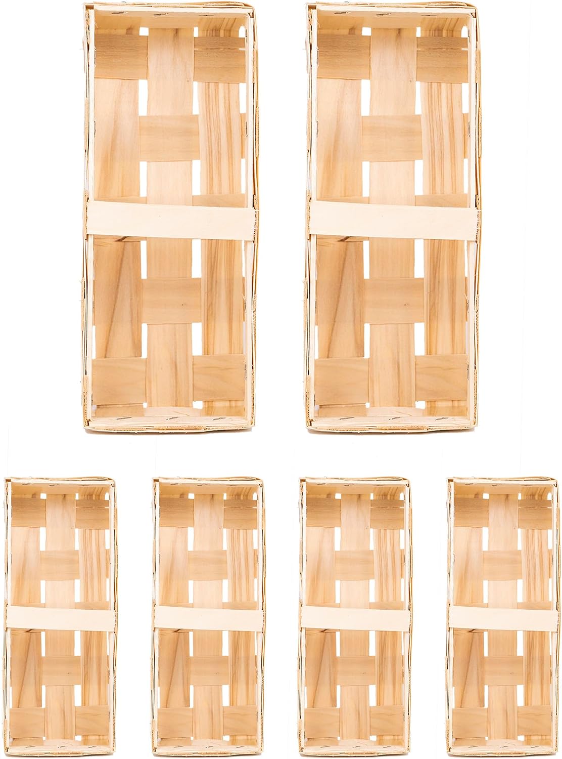 IFLO® Chipboard Basket Wood Light 28.5 x 11.5 x 7.5 cm / 37 x 15 x 11 cm for Kitchen, Bathroom & Decoration, Set of 6 – Bild 4