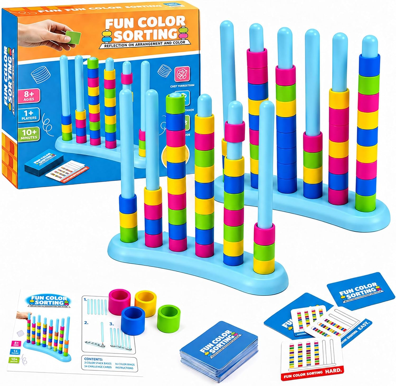 Color Stack Game, Colour Stack Challenge Game, Montessori Board Games