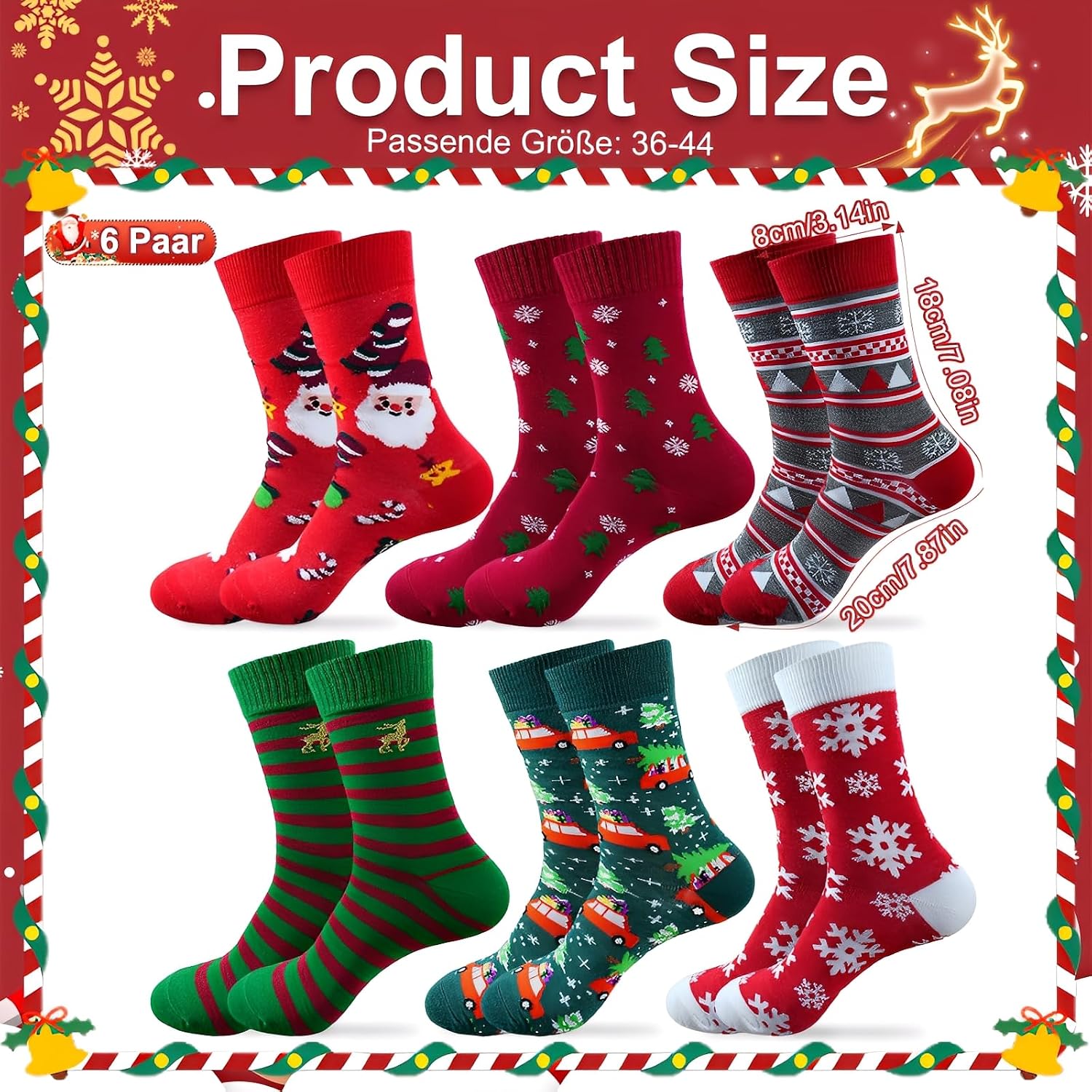 Scinzene 6 Pairs of Christmas Socks for Men and Women, Cuddly Socks, Christmas, EU 36-44, Soft Christmas Socks, Christmas Socks, Perfect as Christmas Gifts & Santa Gifts – Bild 4