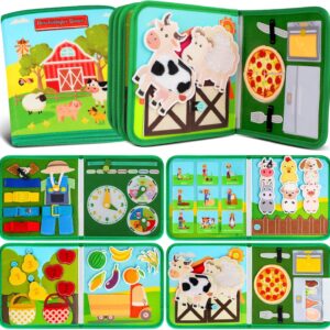 Quanquer Montessori Busy Board German Toy from 1 2 3 4 Years - Farm Book for Early Education Car & Plane Drives - Birthday Holiday Easter Children's Day Gifts for Toddlers