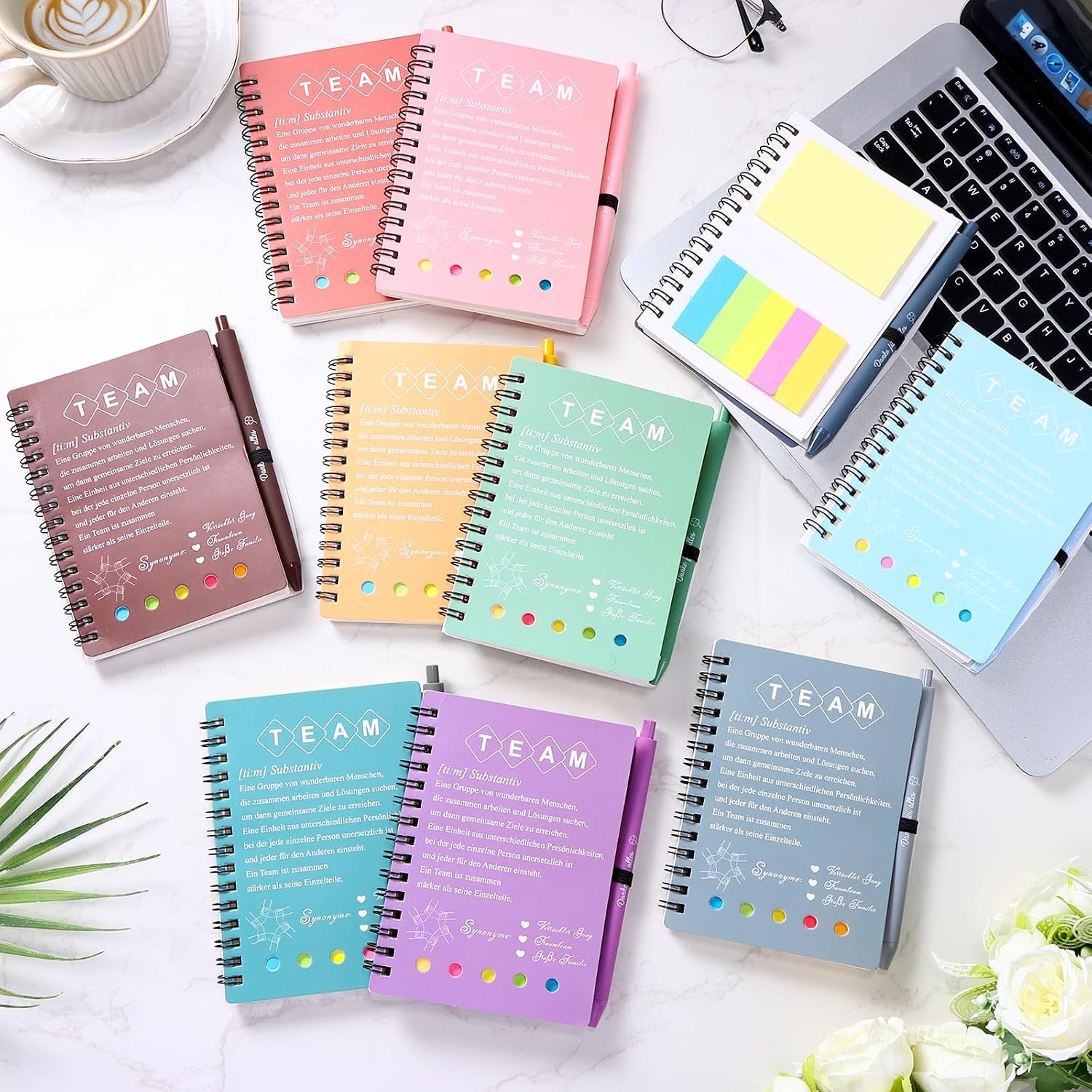 10 Sets Team Colleagues Thank You Farewell Gifts Inspirational Morandi Spiral Notepads Notepad Motivation Ballpoint Pen Small Gift for Employees Colleague Job Change Team – Bild 5