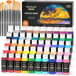 Shuttle Art Acrylic Paint Set, 50 Colourful Acrylic Colours in Bottles (60