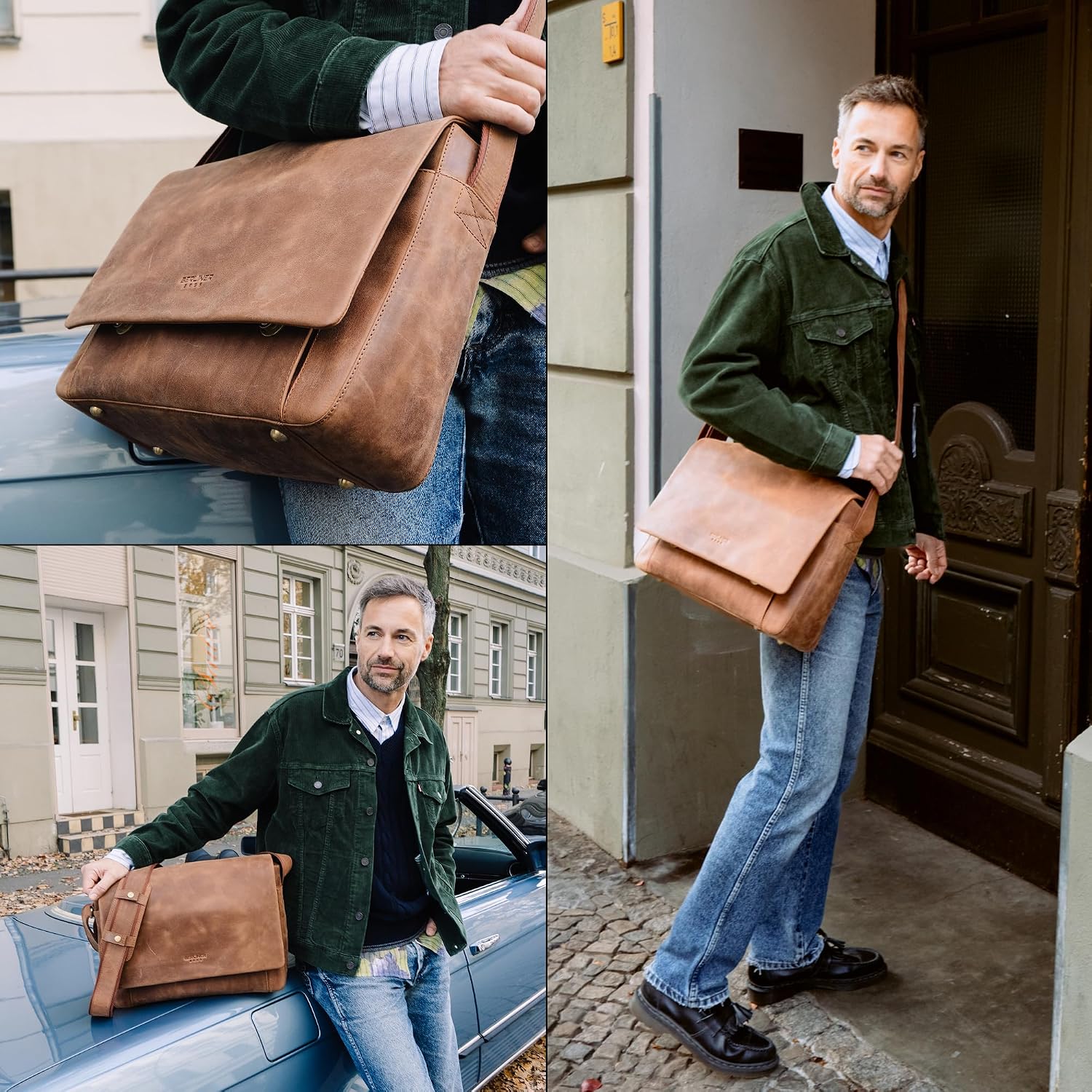 Berliner Bags P-Berg Vintage Leather Messenger Bag Brown – Bild 7