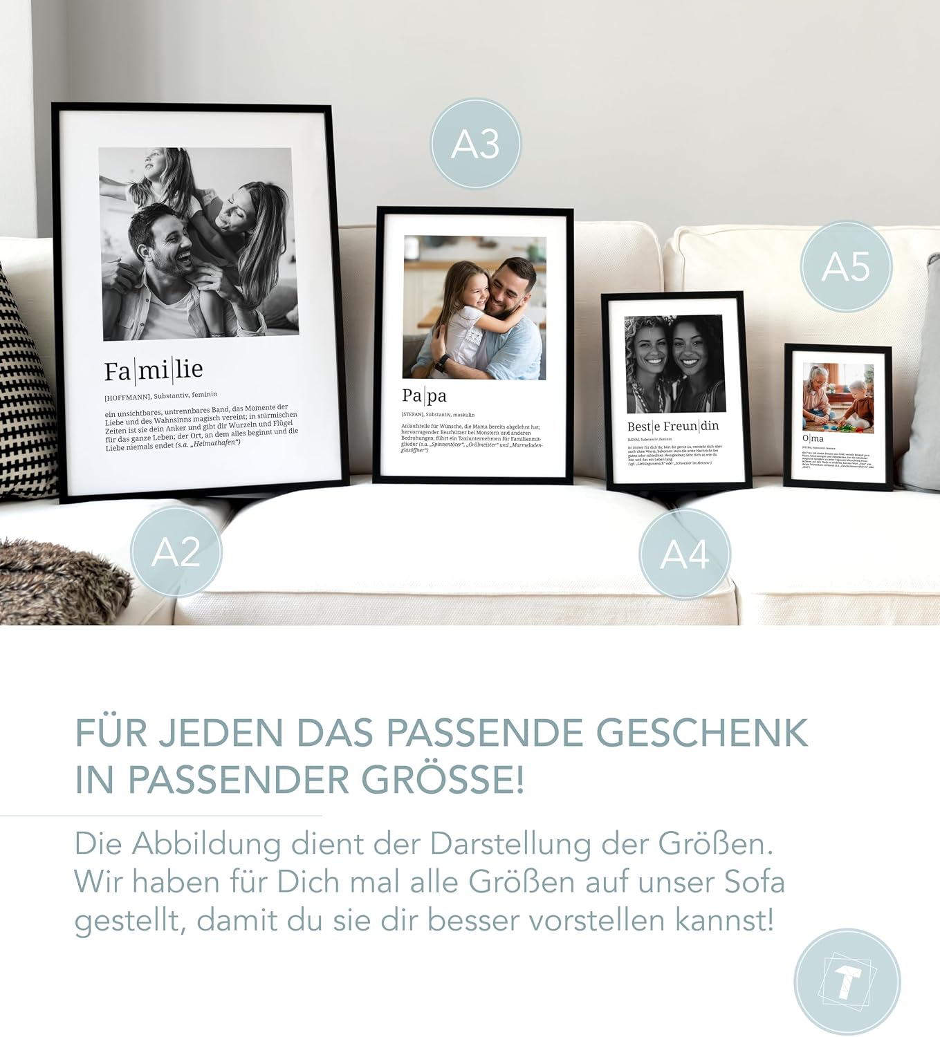 Papierschmiede Personalised Gifts Family, Definition with Photo in DIN A4 (21 x 30 cm) Frame Selectable Ready Framed, Personal Picture as a Gift for Mother's Day, Father's Day, Christmas, Birth – Bild 7