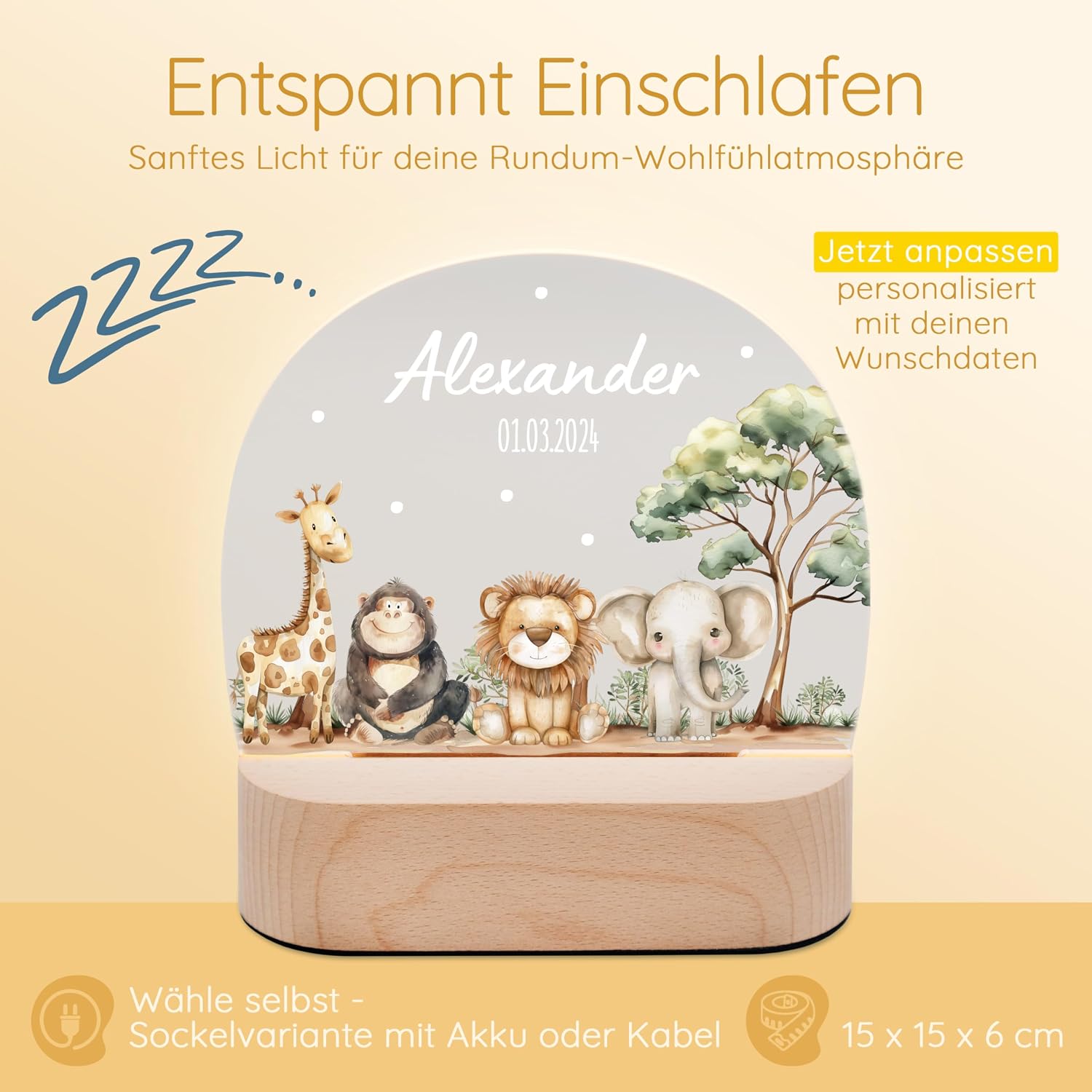 Bear Friends Night Light Personalised Girl, Children's Lamp Baby Birth – Bild 6