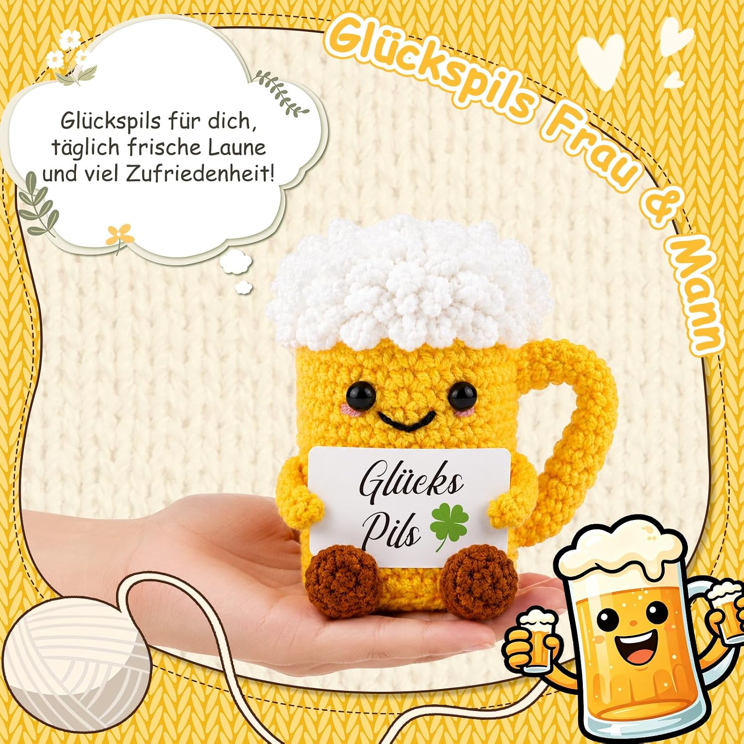 WenmthG Beer Gift for Men - Pocket Hug GlücksPils Lucky Charm – Bild 5