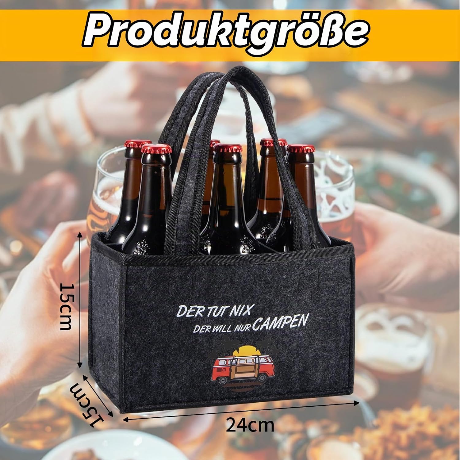Funny Camping Gifts for Men, Personalised Motorhome Caravan Gift, Men's Handbag Beer, Camping Gadgets, Travel Accessories, with Saying "Der Tut Nix, Der Will NUR CAMPEN – Bild 3