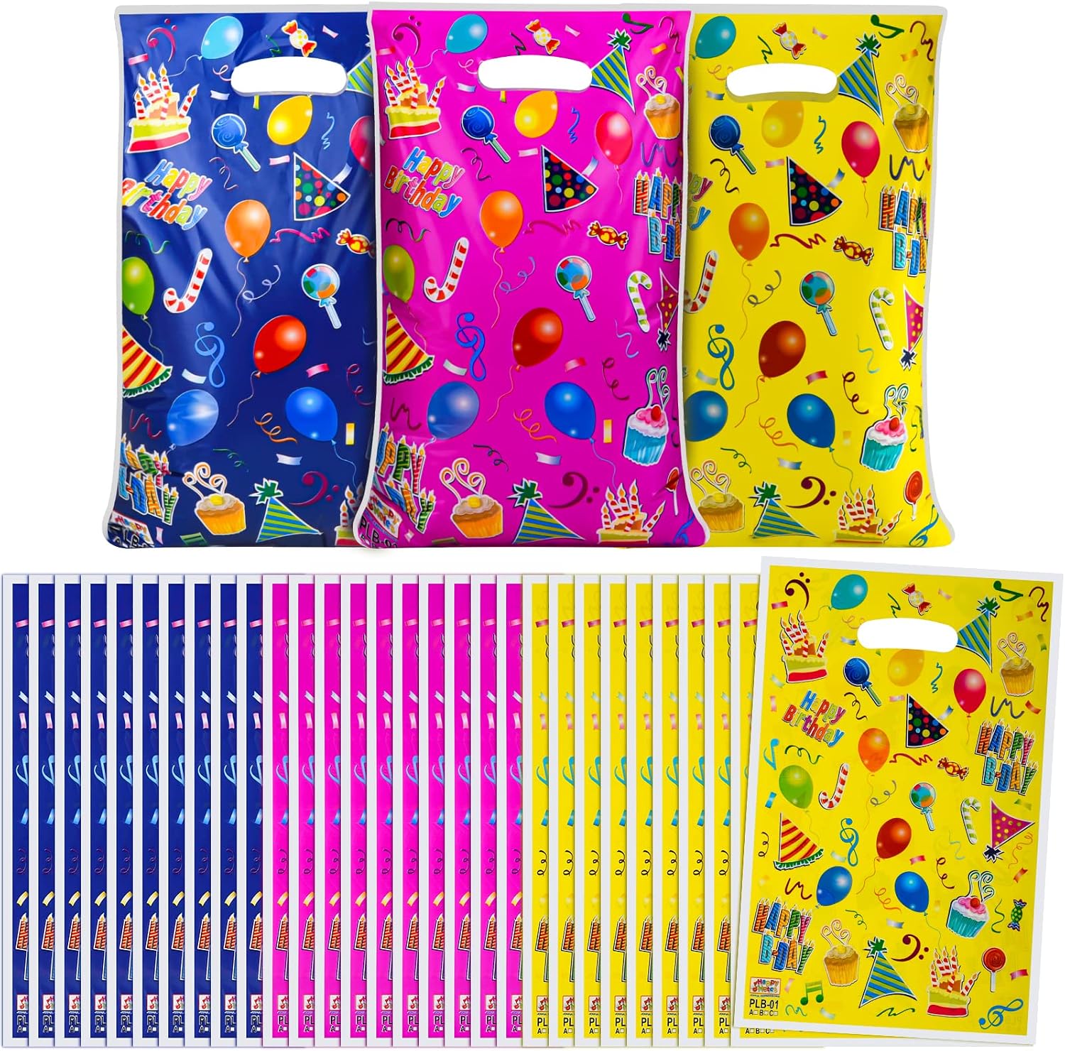 ASTARON Birthday Bags for Kids Parties, Pack of 30 Birthday Party Gift Bags, Girls and Boys, Birthday Party Accessories, Birthday Gift Bags, Plastic Bags for Birthday Parties