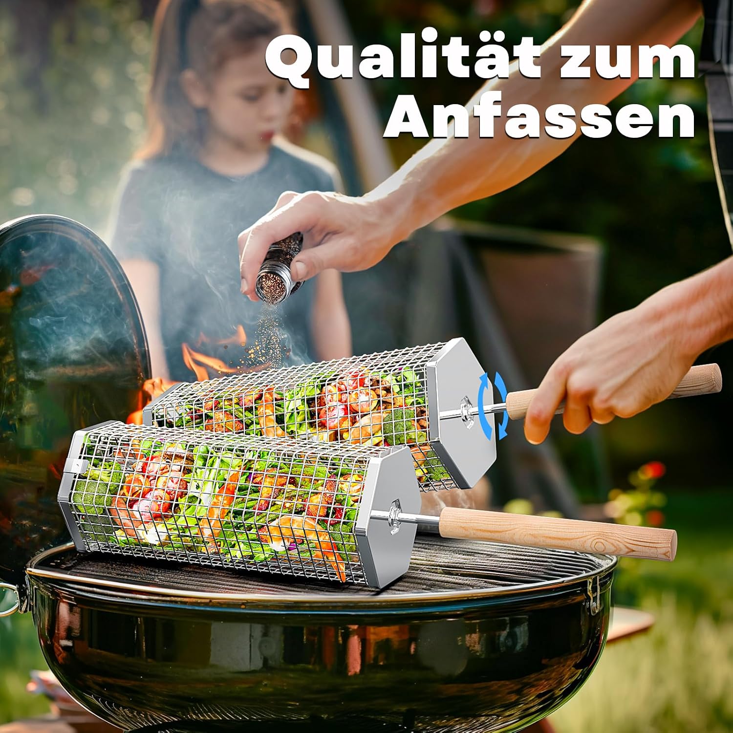 ivtivfu Nestable Rolling Grill Basket, Barbecue Accessories, Gifts for Men – Bild 3