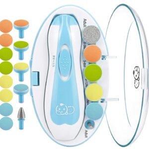 Electric Baby Nail File 20 in 1 Royal Angels, Safe Baby Nail Cutter, Baby Nail Care, Extra Replacement Heads, Baby Nail (Blue)