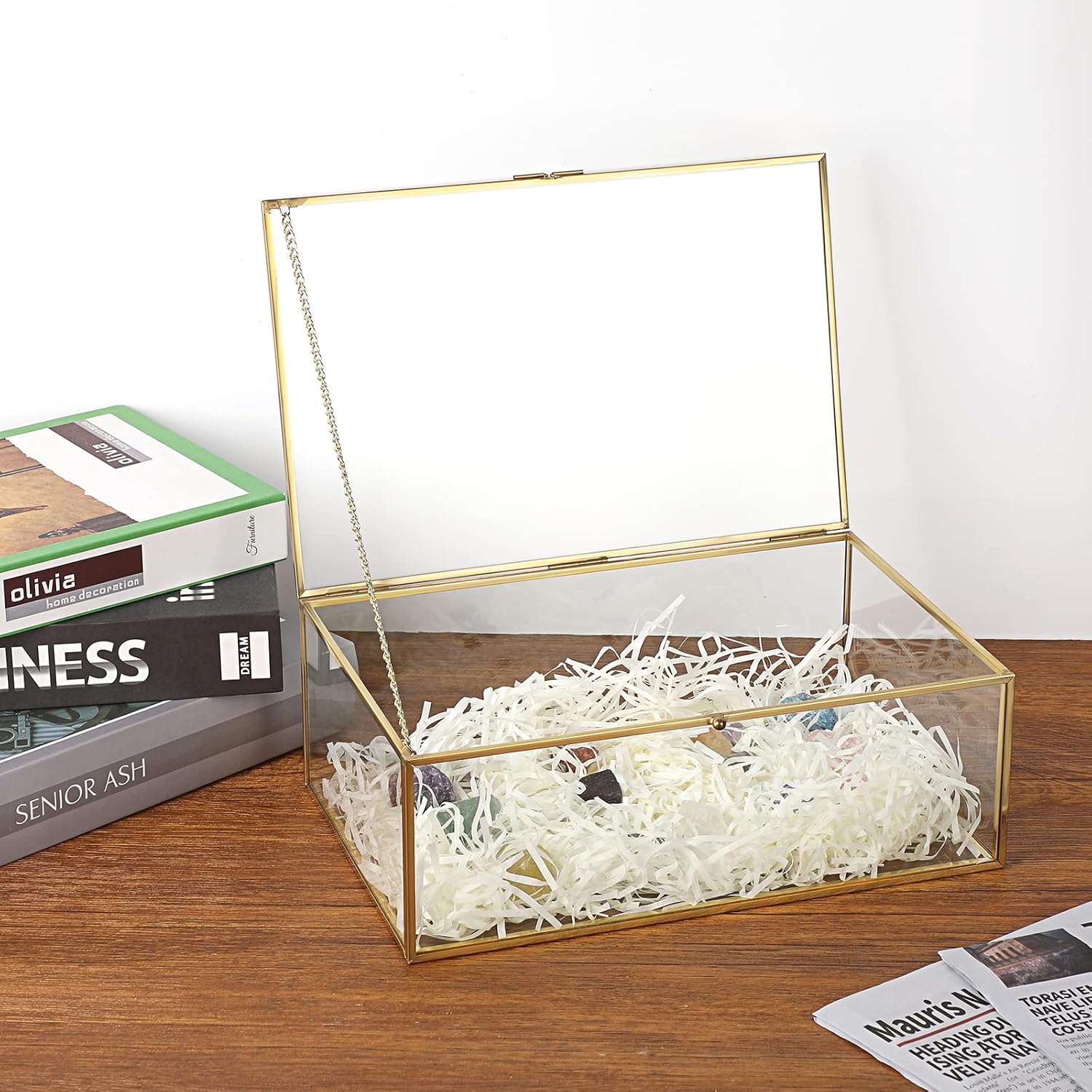 SUMTree Golden Vintage Glass Lid Box, Rectangle Jewellery Rings Bracelet Display Organiser Tempered Glass Jewellery Box Jewellery Box Jewellery Box Jewellery Box Jewellery Storage Box – Bild 4