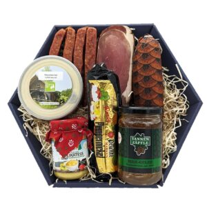 schwarzwaldArt Delicatessen Gift Basket "Gourmet Bowl" - Original Black Forest Ham, Salami & Landjäger Sausage Gift Set - Hearty Gift & Vesper Gift Idea for Men & Women