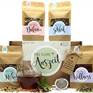 OWLBOOK Tea Gift Set Time Out with 4 Types of Tea, Relaxation Wellness Gifts for Women as a Birthday Gift, Valentine’s Day Gifts, Mum Gifts, Birthday, Mother’s Day, Valentine’s Day, Tea Box