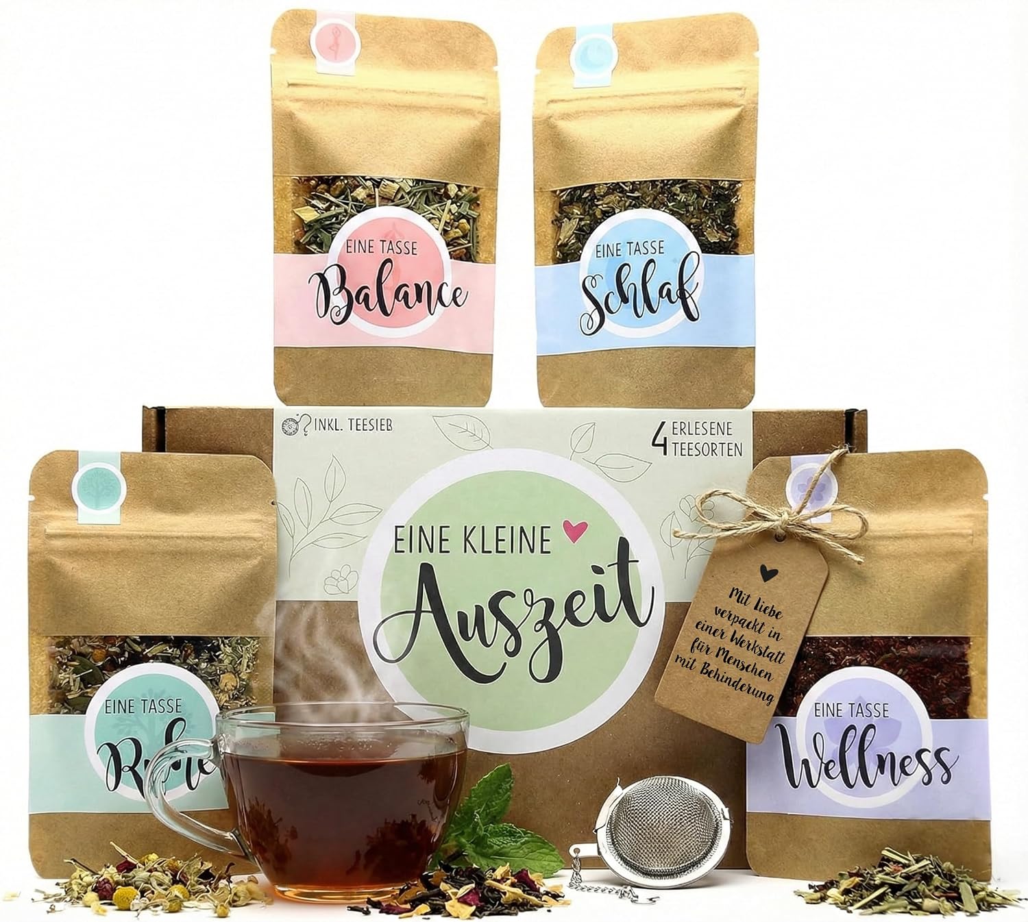 OWLBOOK Tea Gift Set Time Out with 4 Types of Tea, Relaxation Wellness Gifts for Women as a Birthday Gift, Valentine's Day Gifts, Mum Gifts, Birthday, Mother's Day, Valentine's Day, Tea Box