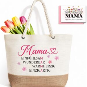 TUZELIYA Mum Gift Bag – Foldable Waterproof Shopping Bag with Greeting Card, Gifts for Mum for Birthday, Mother's Day