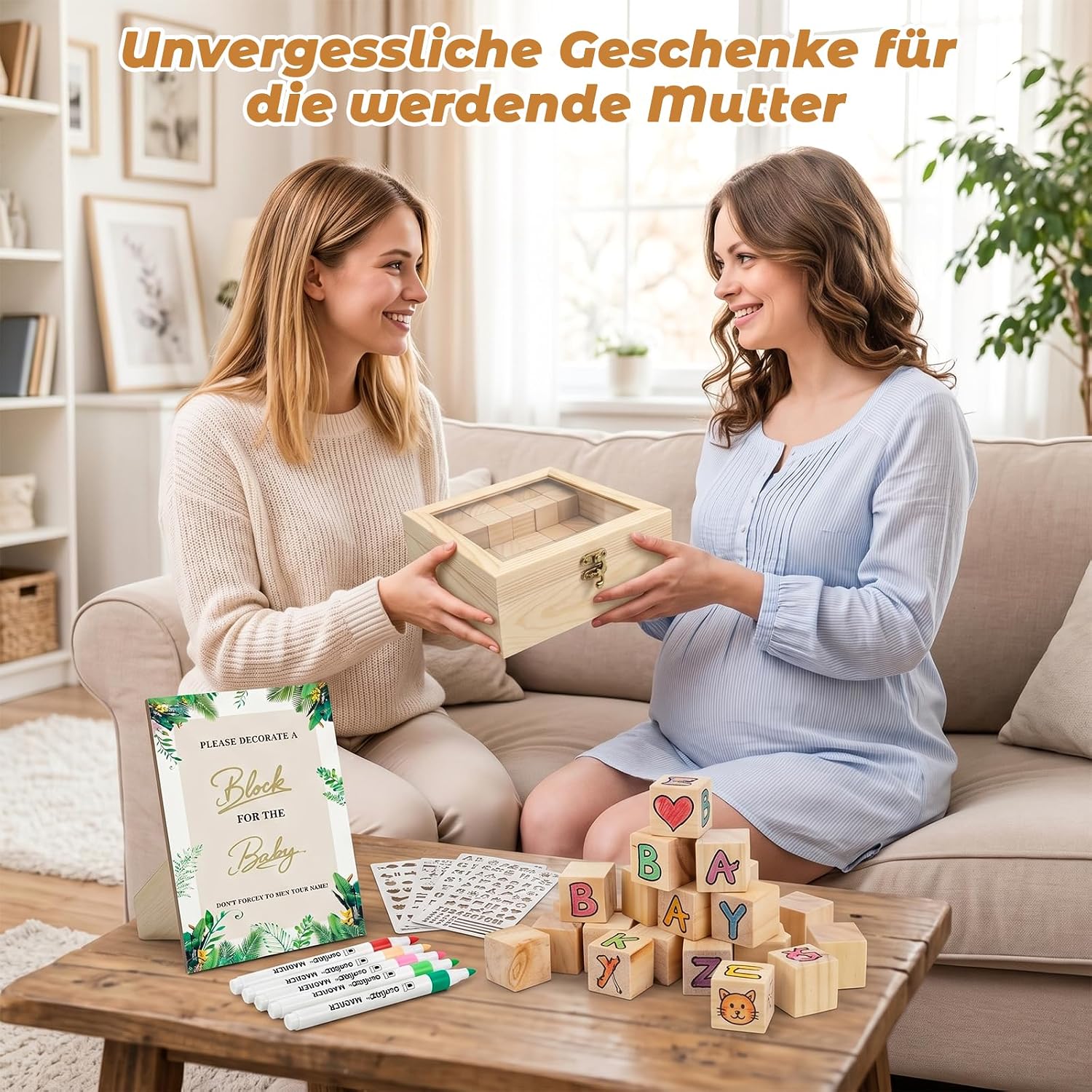 Baby Shower Games with 48 DIY Wooden Blocks Set – Bild 7