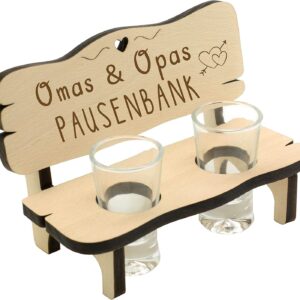 Spruchreif PREMIUM QUALITÄT 100% EMOTIONAL Schnapps bench with engraving, schnapps bench for parents, schnapps plate with 2 glasses, gifts for grandparents, break bench for grandma and grandpa, gift grandparents.
