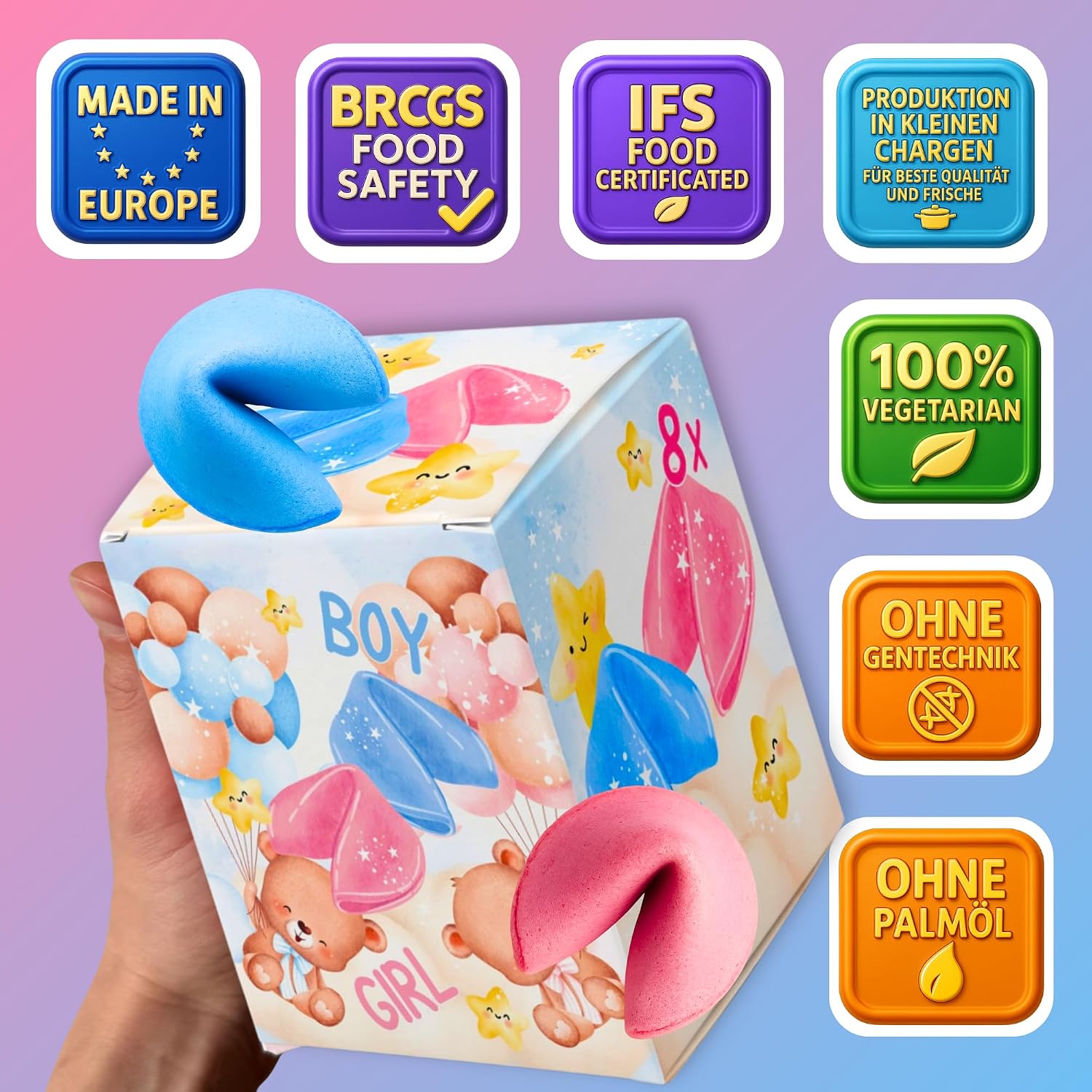 Lucky Cookies Baby Shower & Baby Shower Vanilla Party Favors Pack of 16 96g – Bild 4