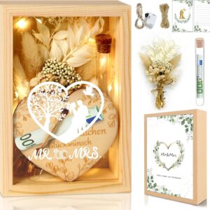 Wedding Gifts for Newlyweds, Money Gift, Wedding, Love, Romantic Gift for Her, Wedding Gifts, Dried Flowers, Wooden Box, Fairy Lights, Greeting Card, Glass Bottle, Wedding Anniversary