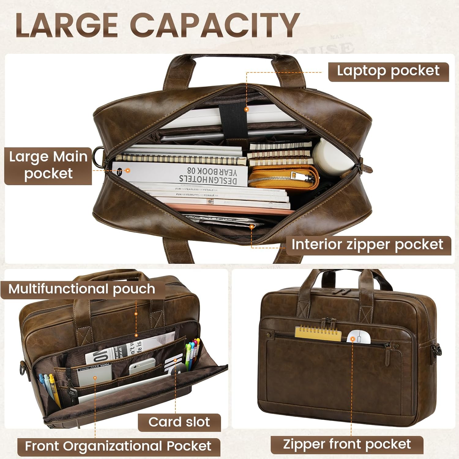 RAINSMORE Work Bag Men's Waterproof Briefcase Men's Teacher Bag Messenger Bag – Bild 4