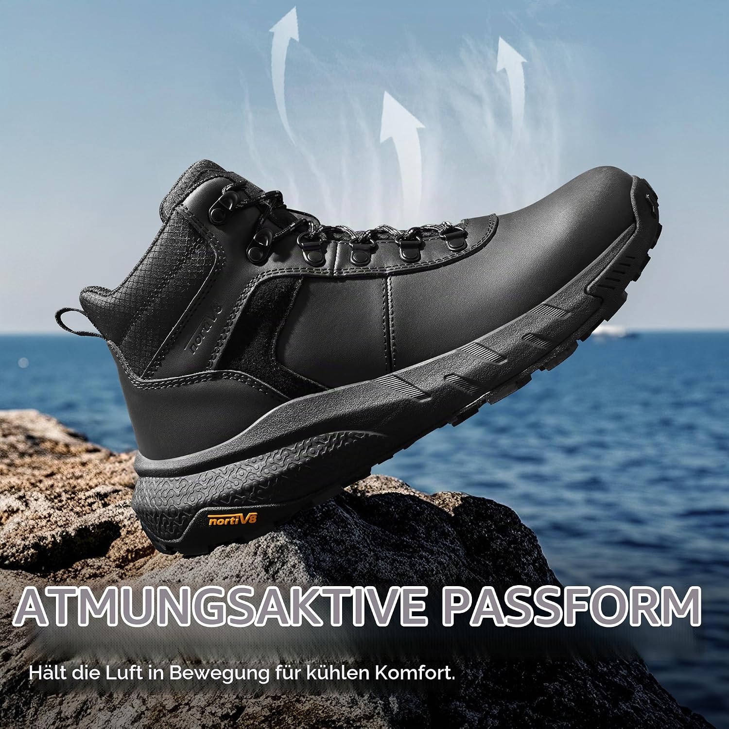 NORTIV 8 Men's Waterproof Hiking Shoes Lightweight Outdoor Mid Trekking Leather Shoes – Bild 7