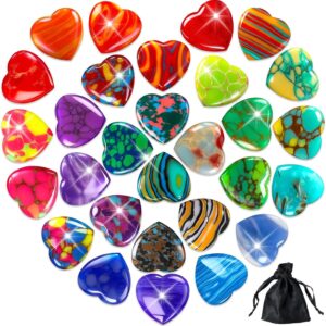 MARFOREVER 34 Pieces Lucky Charm Heart Stone, Natural Crystals Gemstones Set Love Colourful Stones Lucky Charm New Year's Eve Decoration 2026 New Year Gifts Valentine's Day Christmas Gifts