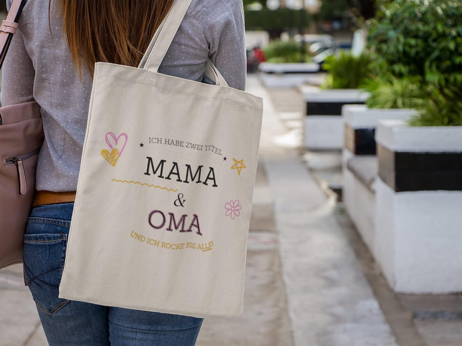Cotton Fabric Bag - Gift Mum - Gift - Ich habe zwei Title: Mama & Oma und ich rocke sie beide - Geschnek für Frauen – Bild 4