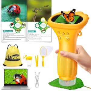 GeschenPark Handheld Children’s Microscope Outdoor Discovery Set – 1000x Magnification, 2 Inch HD Display – with Learning Manual and Accessories – Toy from 3-12 Years Boys Girls – Gift for Children