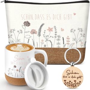 Geiserailie Thank You Gift Set Cosmetic Bag Cup Keychain for Loved ones, Family, Friends for Christmas, Birthday