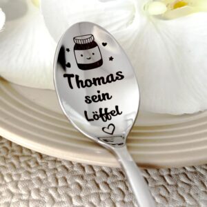 Personalised Engraved Spoon with Nutella Mini 15g Stainless Steel Silver 15cm Gift for Nutella Lovers